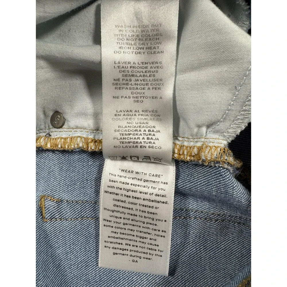 Good American Good Boy Jeans Womens 8/29 Blue Med Wash Stretch Raw Hem